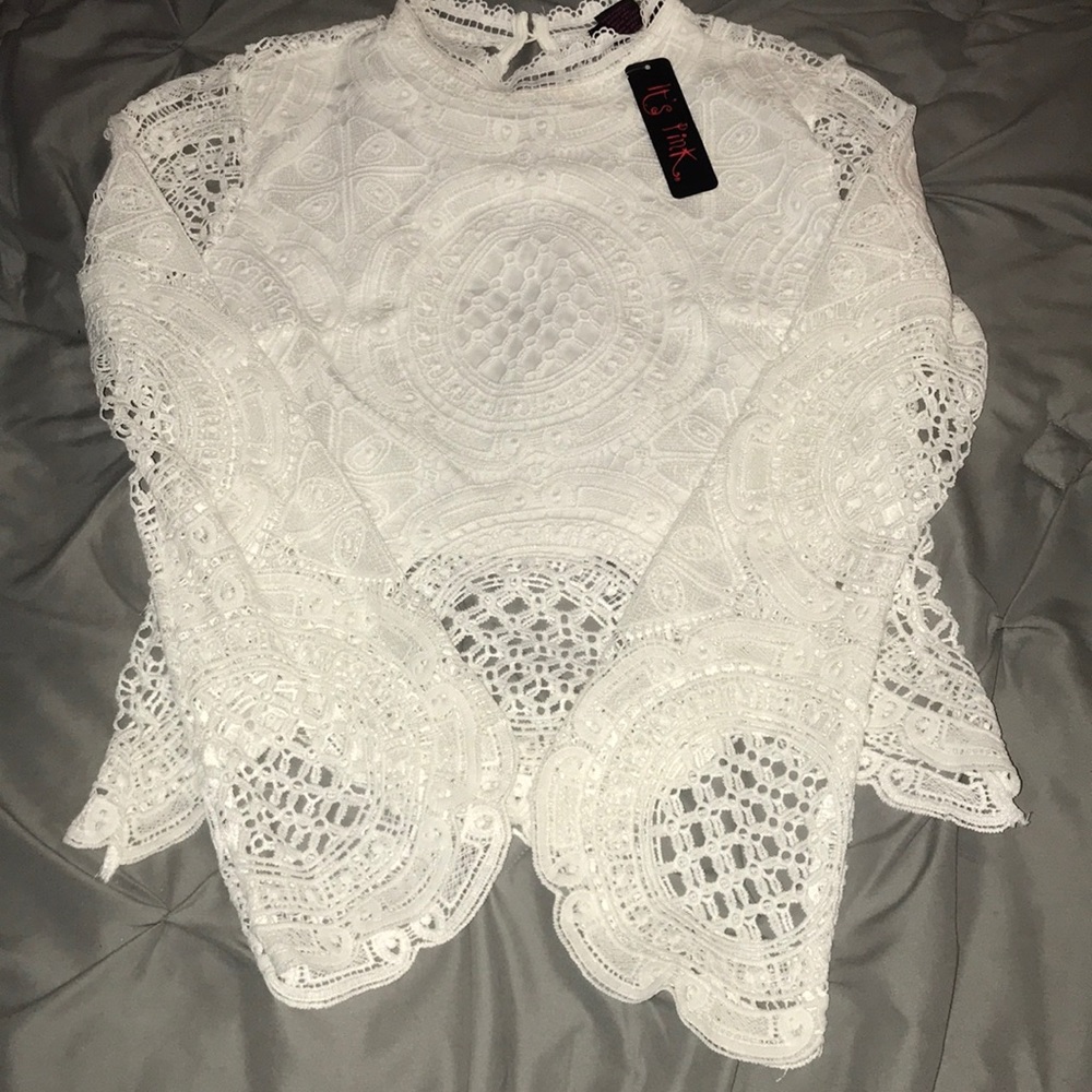 White long sleeve crop top - Picture 2 of 4